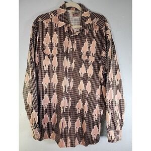 Vintage Barn Fly‎ Man Riding Horse Western Button Up Shirt Mens  L